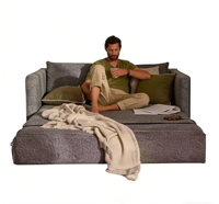 Sofá Cama Plegable con Asientos en Línea Recta, Sofá Tapizado Multifuncional para Sala de Estar para Sentarse y Dormir