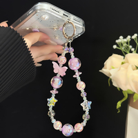 Porte-clés perlé fait main Papillon Étoile Cristal Scintillant Breloque de Sac Ornement de Clé Tendance pour Femme Sangles de Téléphone