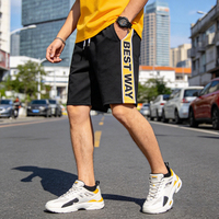 Streetwear d'été pour hommes, coupe ample, taille élastique, extensible, logo brodé personnalisé, respirant, écologique, en tissu éponge