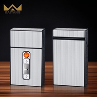 Étui à cigarettes innovant 2 en 1 et briquet rechargeable par USB, design métallique coupe-vent, compact et durable, capacité de 20 cigarettes