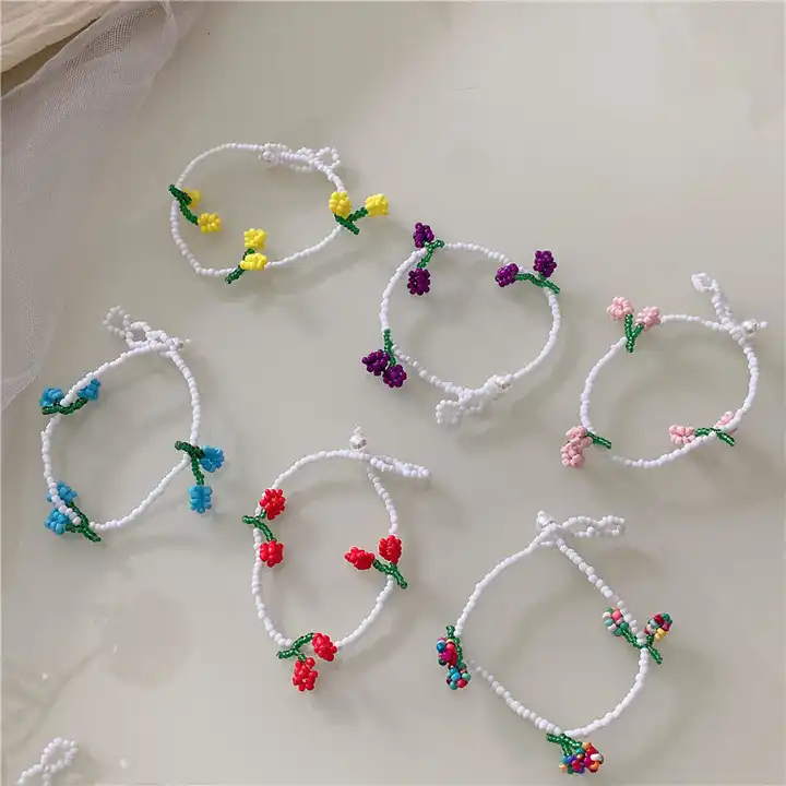 New Korean Handmade Woven Bracelets Butterfly Flower Pendant Purple Bracelet  for Women Girls Charm Sweet Jewelry Bangle - AliExpress