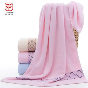 Jingjing Bath Towels 70x140cm Pure Cotton Geometric Pattern Beach Shower Towel Rectangle Pink Yellow Blue - Product Image 5