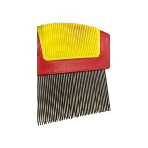 Peigne à puces et lentes pour animaux de compagnie (chats, chiots) avec manche long antidérapant en plastique et picots courts en acier inoxydable - Product Image 4