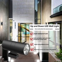 Applique murale LED cylindrique extérieure durable 12W AC85-265V 3-36W IP65 étanche en aluminium et verre pour jardin, paysage et façade