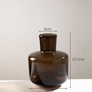 Vase en verre brun épais <span class=keywords><strong>de</strong></span> style nordique <span class=keywords><strong>de</strong></span> luxe - Base lourde Décoration d'intérieur moderne Élégant <span class=keywords><strong>centre</strong></span> <span class=keywords><strong>de</strong></span> <span class=keywords><strong>table</strong></span> pour le <span class=keywords><strong>salon</strong></span> Affichage sur <span class=keywords><strong>table</strong></span> - Product Image 6