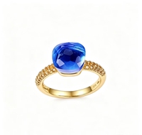 Bague en argent S925 plaqué or, style rétro français, avec pierres précieuses multicolores et incrustations de pierres naturelles, design de niche, bijoux fins pour femme