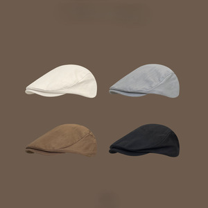 Boina BESTELLA de Estilo Japonés, Color Sólido Simple, Retro, de PVC y Tela de Cáñamo, Unisex, para Todas las Temporadas, Casual, Versátil, que Estiliza el Rostro - Product Image 2