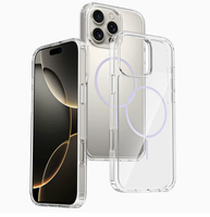 Coque de téléphone magnétique transparente pour iPhone 15 16 17 Pro Max avec anneau arc-en-ciel, fine et protectrice