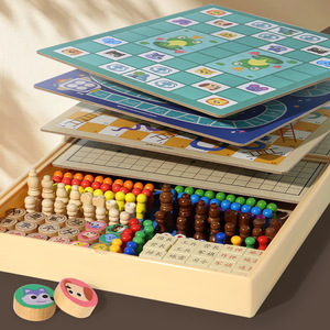 Mini <span class=keywords><strong>Gioco</strong></span> Educativo di Puzzle in Legno, <span class=keywords><strong>Gioco</strong></span> di <span class=keywords><strong>Dama</strong></span> in Bambù, Blocchi da Costruzione Multifunzionali per Bambini - Product Image 4