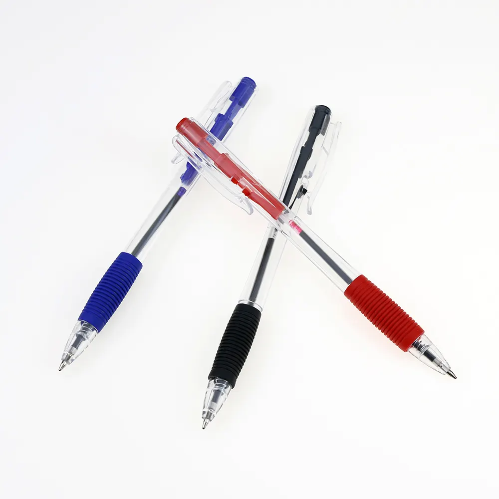 Bolígrafo de plástico con agarre para oficina, bolígrafo personalizado con logotipo