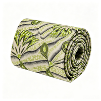 Tissu Popeline Doré Africain en Coton Ciré, Base Champagne, Motif Floral Vert Olive, Textile Ankara en Gros pour Usines de Confection