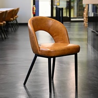 Chaise de salle à manger industrielle moderne 2026, chaise de café, siège en cuir PU résistant aux taches et table
