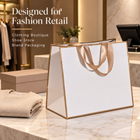 Sacs shopping en papier de luxe avec logo personnalisé, 150 g/m², poignée en ruban, pour chaussures, vêtements, boutiques, emballage de détail, commandes en gros
