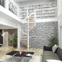 Einfach zu Installierende Villa-Gewerbe-Glas-Wendeltreppe, Innenbereich-Holzstufen-Helikal-Treppe für Wohngebäude
