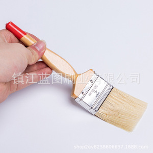 Pinceaux plats à poils de porc mélangés à des fibres chimiques, manche en Hemu rouge naturel, 12-20mm, origine Zhenjiang - Product Image 2