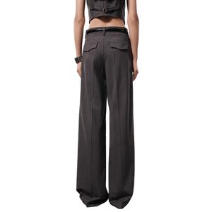 กางเกงขายาวลำลองเอวสูงปานกลางลายทางคุณภาพสูงสำหรับผู้หญิง ผ้าขนแกะปักลาย ไซส์ XL-สำหรับฤดูร้อน - Product Image 2