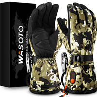 Gants d'hiver pour hommes Wasoto WG005, camouflage vert, imperméables, coupe-vent, antidérapants, séchage rapide, sangle de poignet réglable