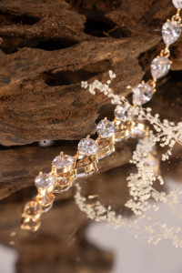 Golden Charm <b>Bracelets</b> with Pear Cut CZ Classic Fashionable Gift Accessories for Brides and Bridesmaids - Product Image 3