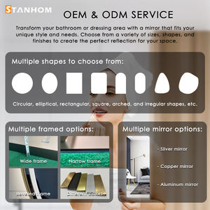 STANHOM Tow Way Wall Hanging Anti Fog Shave Baño Smart Silver Mirror Glass con luz LED - Product Image 3