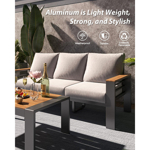 Dwoo - Juego de Muebles de Jardín de Aluminio Gris de 5 Piezas, Juego de Mesa de Centro para Jardín, Combinación de Muebles de Exterior de Lujo, DWF0024 Gar - Product Image 4