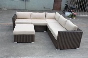 चीन प्रतिस्पर्धी मूल्य एल्यूमीनियम पी रतन एल आकार के आउटडोर आराम करने वाला उद्यान आउटडोर सोफे सेट - Product Image 5