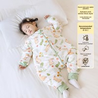 Kantong Tidur Anak Berbahan Katun 100% dengan Pengatur Suhu, Ritsleting Tersembunyi, Model Kaki Terpisah, Motif Kartun, Dapat Dicuci Mesin