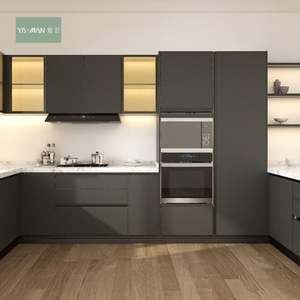 Gabinete de Cocina Elegante YAMAN en Blanco Mate Brillante, Diseño de Madera y PVC Duradero de Fábrica de Foshan - Product Image 1