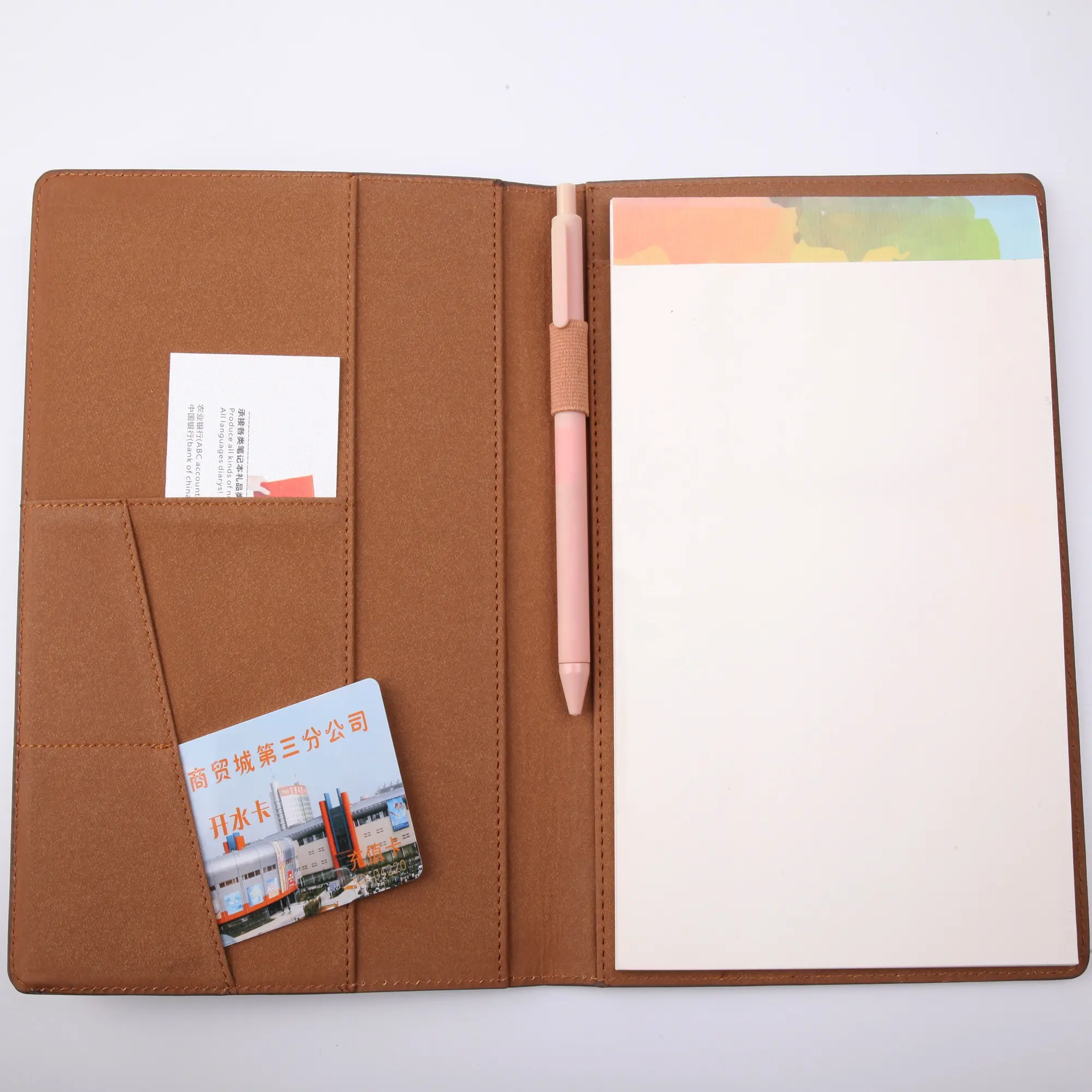 Custom Cover Notepad Slot Para Cartão Removível Organizador Do Escritório Diário Planejador Pu Notebook Com Caneta Titular