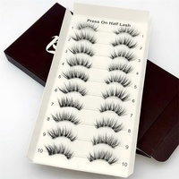 Nouvelles extensions de cils demi-bande adhésives imperméables pré-collées pour yeux petits, tenue 10 jours, marque privée, réutilisables, à presser