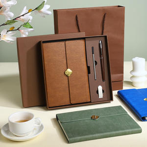 ชุดของขวัญสมุดบันทึกธุรกิจระดับพรีเมียม A5 ปกหนังพิมพ์โลโก้ส่วนตัว สมุดจดบันทึกสำหรับการประชุมสำนักงาน พร้อมชุดปากกา - Product Image 1