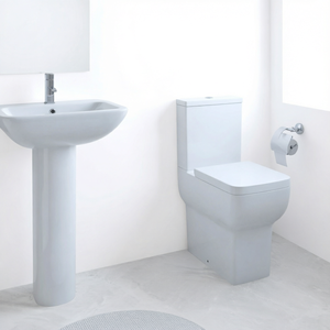 WC moderne compact sans bride, deux pièces, 550 mm, double chasse, siphon en P, à poser au sol, en céramique, équipement sanitaire de salle de bain - Product Image 1