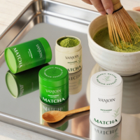 Pot de stockage rond en fer blanc de qualité alimentaire, vert, personnalisé, 30g, avec couvercle métallique et logo personnalisé pour poudre de matcha, bonbons, gommes et produits secs