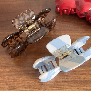 Pinza de pelo de acetato con diseño de lazo tridimensional, a rayas, estilo sencillo, para cola de caballo, para uso diario femenino, personalizable - Product Image 4