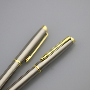 Luxury Stainless Steel Metal Body Gold Trim Engraved logo Twist Ballpoint <strong>Pen</strong> with Gift <strong>Box</strong> <strong>Pen</strong> Set Stationery Gift - Product Image 5