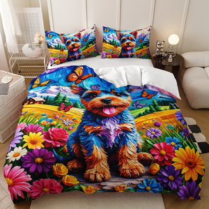 Niedliches Hundemuster Digital-Druck Polyester Bettwäsche-Set, Bettbezug & Kissenbezüge - Product Image 6