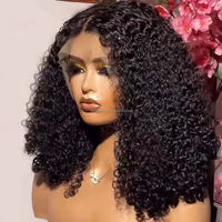 Peluca frontal de encaje 13*4 de cabello humano virgen de doble densidad, cabello humano original vietnamita SDD, peluca frontal de encaje con rizos Pixie