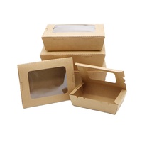 Boîte à lunch jetable en papier kraft pour salades et plats à emporter avec fenêtre en PET