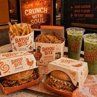 Emballage alimentaire personnalisé avec logo pour cheeseburger, poulet frit, frites, boîte en carton jetable pour emporter, restaurant pour chaînes de cafés