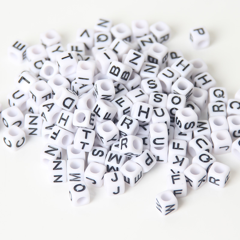 600PCS Letter Beads - 6mm Acrylic Cube Alphabet Beads With Hearts & Crosses For DIY Jewelry Making - View #10
