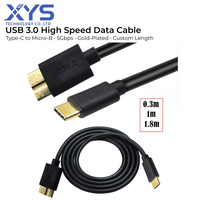 Kabel USB Tipe C berkecepatan tinggi ke Micro USB 3.0 untuk Enclosure Hard Drive Eksternal