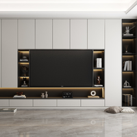 Meuble TV moderne en bois sur mesure TSJ pour salon, villa, appartement - Conception professionnelle pour projets, fabrication directe usine