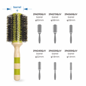 Cepillo Redondo de Madera para Cabello de Uso General con Empuñadura de Goma, Barril con Revestimiento Cerámico de Secado Rápido, Cerdas Mixtas de Jabalí/Nailon Iónico - Product Image 4