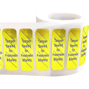 Gold Tamper Sealed Food Safety <b>Labels</b> Rectangular Self Adhesive Aluminum Foil Anti Counterfeit <b>Packaging</b> Sticker For Freshness - Product Image 5