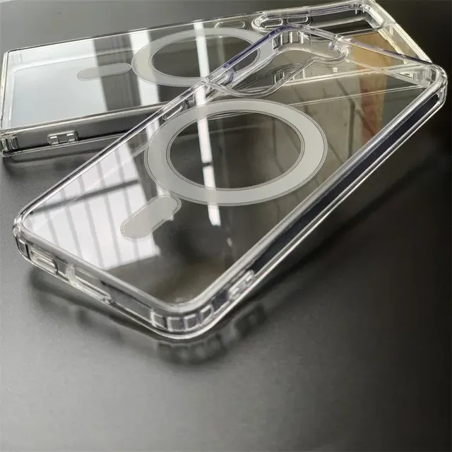 Factory Wholesale Transparent Magnetic Clear Phone Case with Retail Package Shockproof Phone Back Cover for Samsung S24 Ultra