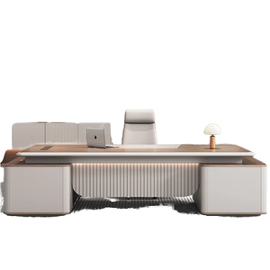 เก้าอี้สำนักงานประธานบริษัท ชุดโต๊ะทำงาน ดีไซน์หรูหรา สไตล์อบเคลือบสี บรรยากาศผู้บริหารระดับสูง - Product Image 6