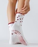 Chaussettes de Pilates mi-mollet antidérapantes tricotées personnalisables POPSOX avec design respirant et séchage rapide pour l'entraînement professionnel au yoga