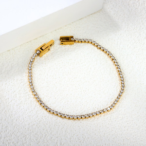 Pulsera de tenis unisex de acero inoxidable con incrustaciones de circonita de 2-3mm, estilo hip hop, engaste de canal y diseño geométrico - Product Image 4