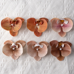 3D Premium PU Single Phalaenopsis <b>Flower</b> Head Golden Purple DIY <b>Flower</b> <b>Wall</b> Decor Floral Accessories - Product Image 3