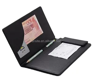 2024 nóng bán đen PU da khách sạn nhà hàng hóa đơn thư mục giả da kiểm tra trình bày với clip từ - Product Image 1