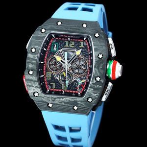 นาฬิกาข้อมือผู้ชาย ยี่ห้อ 2025RM รุ่นใหม่ ขนาด 48 มม. ตัวเรือนคาร์บอนไฟเบอร์ สายยาง ระบบอัตโนมัติเต็มรูปแบบ พร้อมฟังก์ชั่นปลุก หน้าปัดแบบเข็ม - Product Image 4